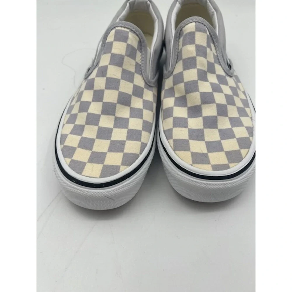 Vans Slip On Sneakers Kids 3.5 Grey Checkerboard Good Classic Canvas Skate Shoes
